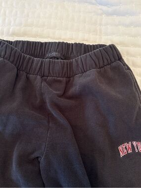 Brandy Melville Black Sweatpants with Red 'New York' Embroidery